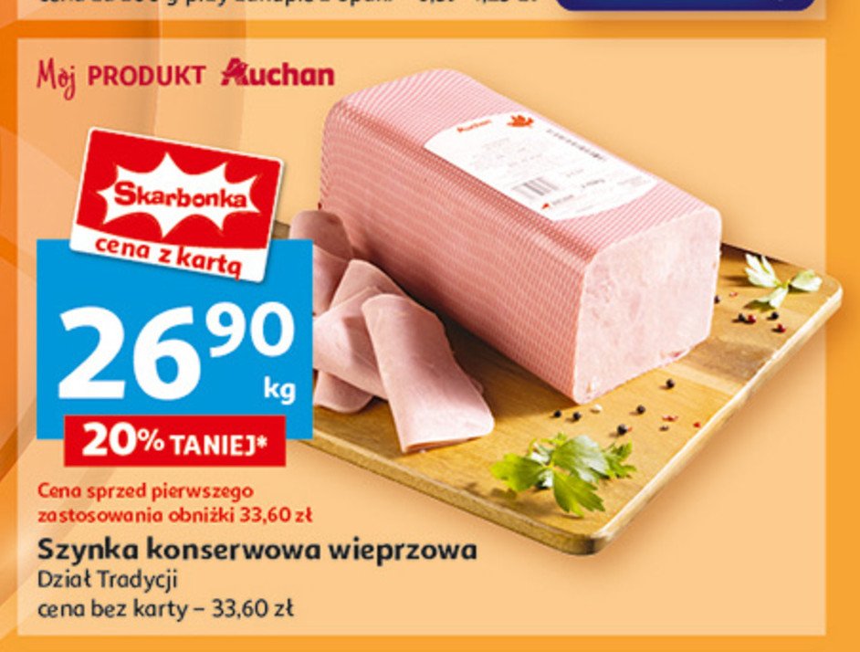 Szynka konserwowa wieprzowa Auchan różnorodne (logo czerwone) promocja