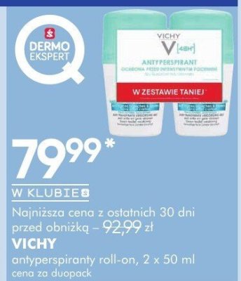 VICHY antyperspirany roll-on, 2 x 50 ml promocja w Super-Pharm