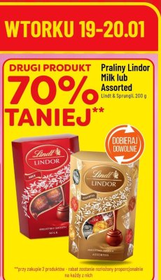 Czekoladki Praliny Lindor Milk lub Assorted promocja w POLOmarket