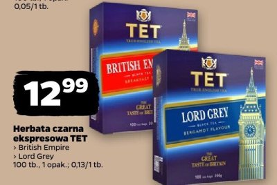 Herbata czarna ekspresowa TET British Empire promocja w Netto