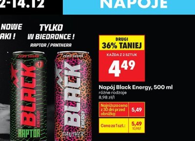 Napój energetyczny Black Energy Raptor, 500 ml promocja w Biedronka