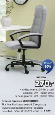 Krzesło biurowe SKODSBORG promocja w Jysk
