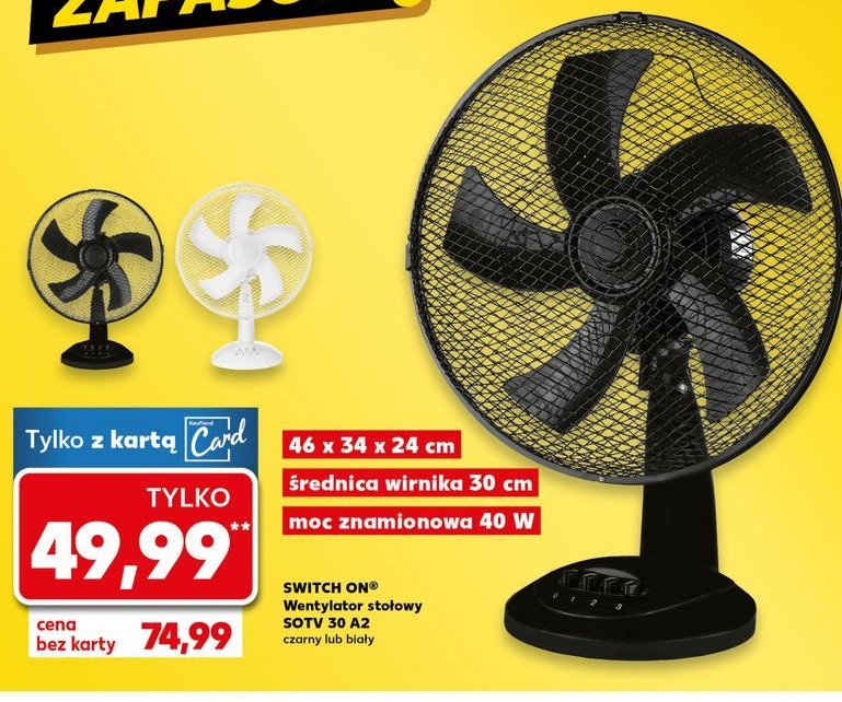 Wentylator stołowy 30 cm 40 w czarny Switch on promocja w Kaufland