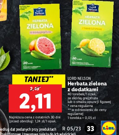 Herbata zielona z traw膮 cytrynow膮 Lord nelson promocja