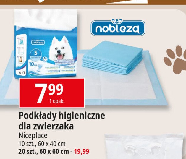 Podkłady higieniczne 60 x 60 cm Nobleza promocja w Leclerc