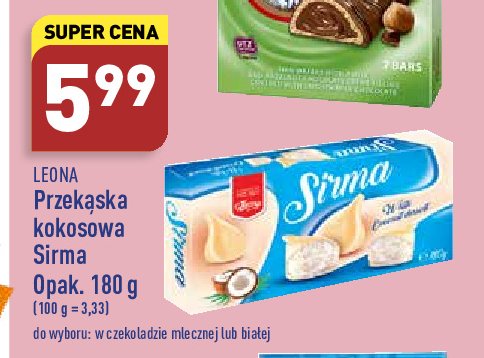 Deser kokosowy w czekoladzie mlecznej Sirma promocje