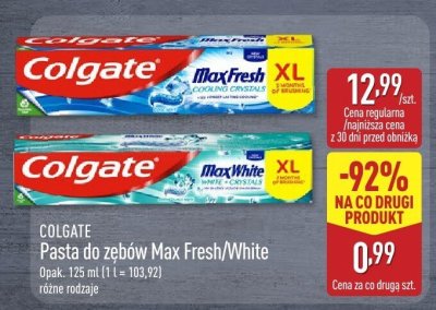 Pasta do zębów Max Fresh/White Colgate opak. 125 ml (1 l = 103,92) różne rodzaje promocja w Aldi
