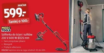 Szlifierka do ścian i sufitów MEEC TOOLS 230 V 600 W Ø225 mm promocja w Jula