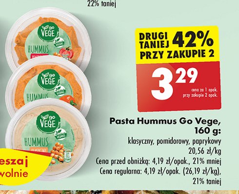 Pasta hummus pomidorowy Govege promocja