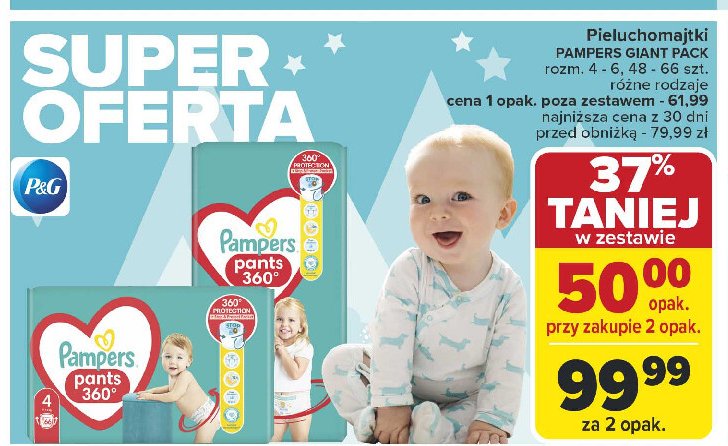 Pieluchomajtki 6 Pampers pants promocja w Carrefour