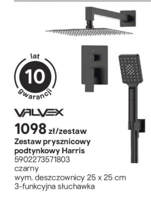 Zestaw prysznicowy podtynkowy Harris czarny promocja w Castorama