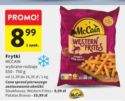 Frytki MCCAIN wybrane rodzaje Steakhouse, Western Frites, Patatas Bravas promocja w Intermarche