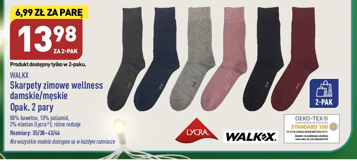 Skarpety zimowe wellness damskie Walkx promocja
