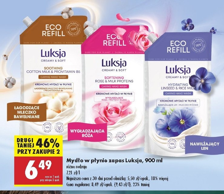 Mydło softening rose & milk proteins Luksja creamy & soft promocja w Biedronka