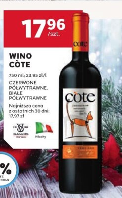 Wino Côte czerwone półwytrawne, białe półwytrawne promocja w Stokrotka
