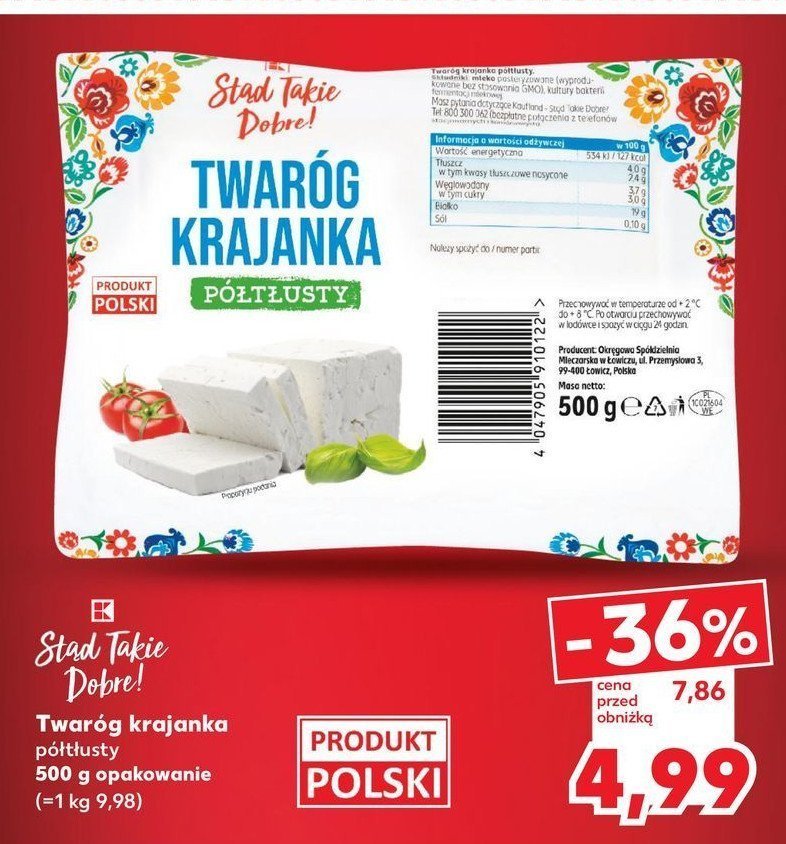 Twaróg krajanka półtłusty K-classic promocja