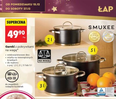 Garnki z pokrywkami na wagę SMUKEE ŁAP promocja w Biedronka