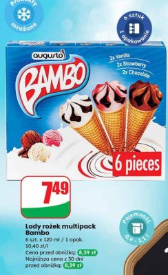 Lody rożek multipack Bambo promocja w Dino