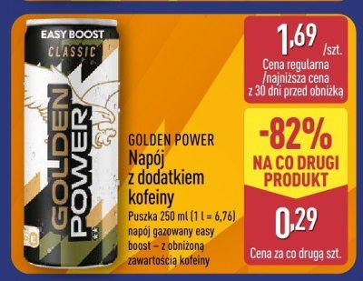 Napój z dodatkiem kofeiny Golden Power Easy Boost promocja w Aldi