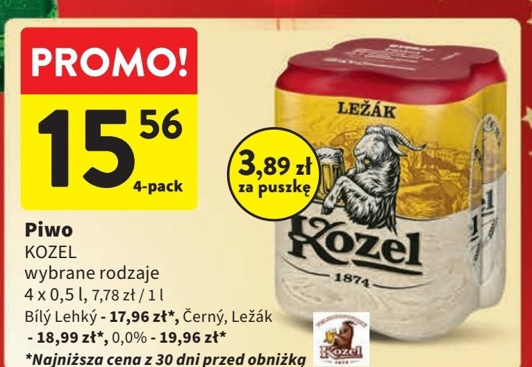 Piwo Kozel 0% promocja w Intermarche