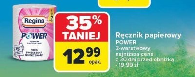 Ręcznik papierowy Regina POWER 2 rolki najniższa cena z 30 dni przed obniżką - 19,99 zł promocja w Carrefour