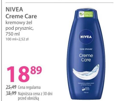 Żel pod prysznic NIVEA Creme Care kremowy promocja w Hebe
