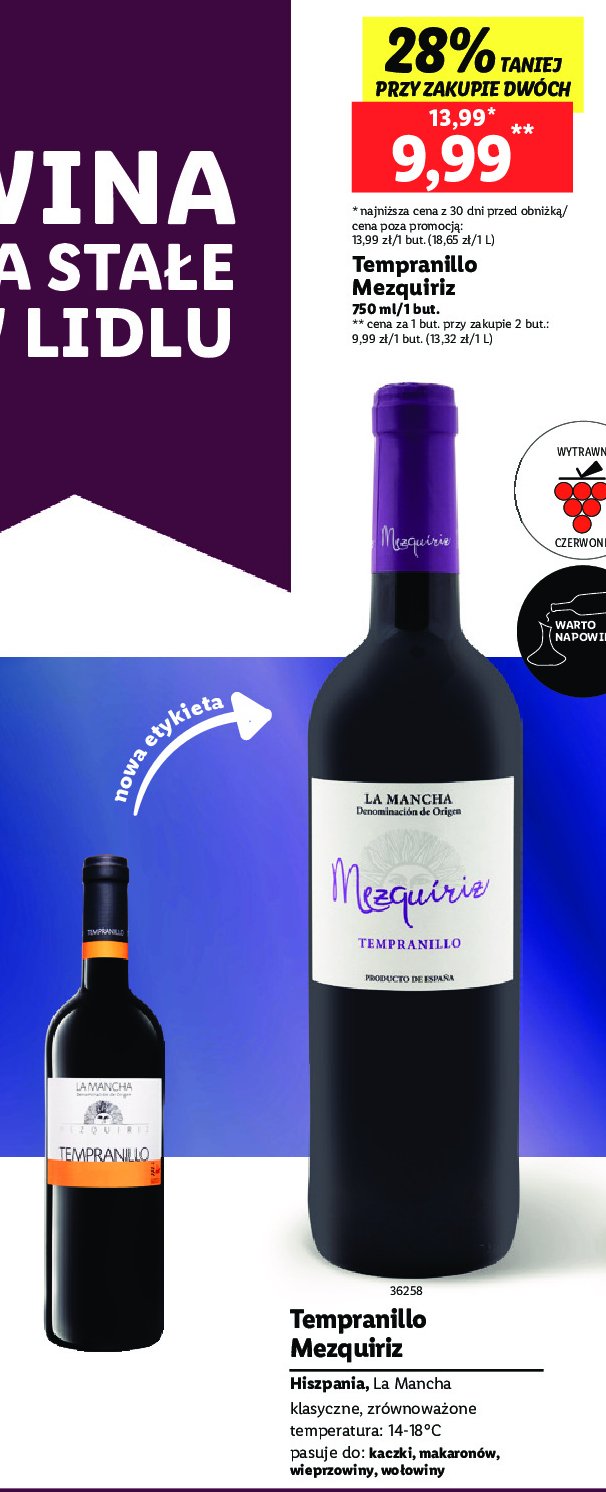 Wino TEMPRANILLO MEZQUIRIS promocja