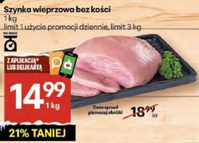 Szynka wieprzowa bez kości 1kg promocja w Delikatesy Centrum