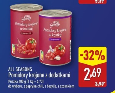 Pomidory krojone z dodatkami z czosnkiem promocja w Aldi
