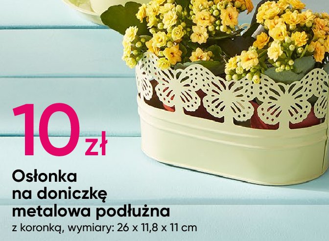 Osłonka na doniczkę metalowa podłużna 26 x 11.8 x 11 cm promocja