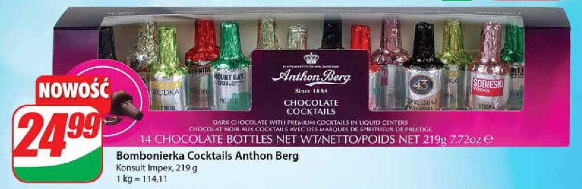 Bombonierka chocolate liqueurs Anthon berg promocja