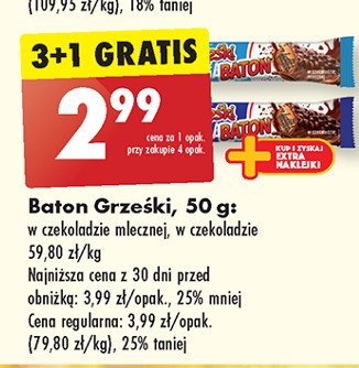 Baton w mlecznej czekoladzie Grześki mega promocja