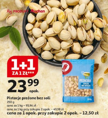 Pistacje prażone bez soli 250g promocja w Auchan
