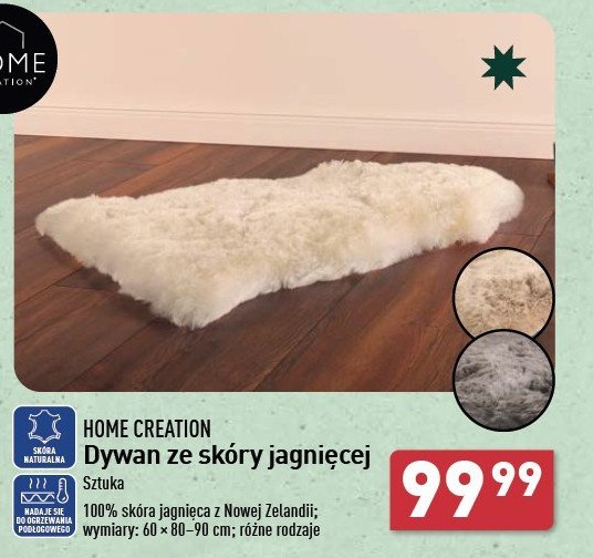 Dywan ze skóry jagnięcej 60 x 80-90 cm Home creation promocja w Aldi