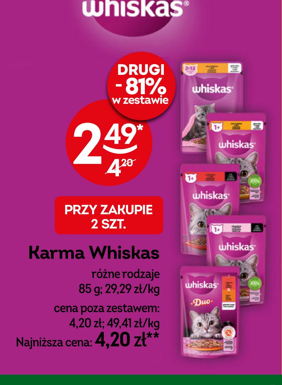 Karma dla kota z wołowiną i drobiem Whiskas duo promocja w Żabka