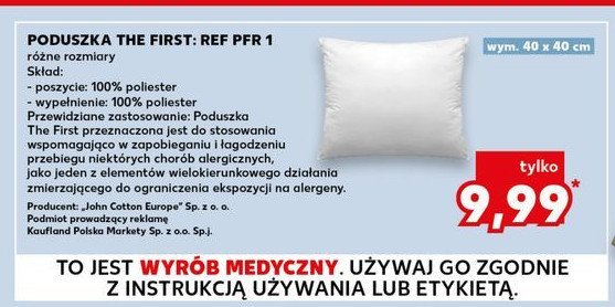Poduszka the first 40 x 40 cm John cotton promocja w Kaufland