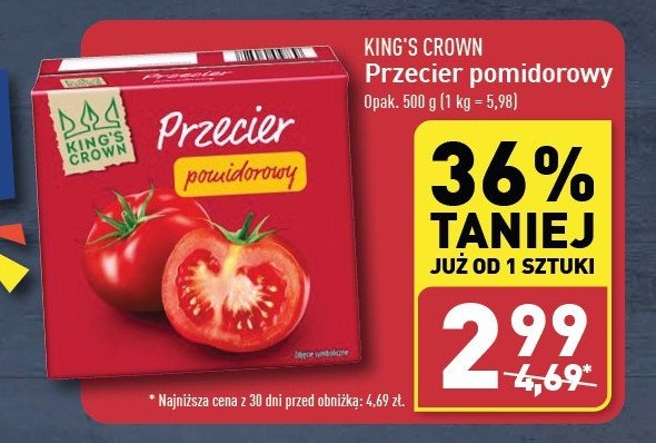 Przecier pomidorowy Kings crown promocja w Aldi