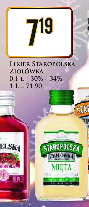 Likier Staropolska ziołówka mieta promocja w Dino