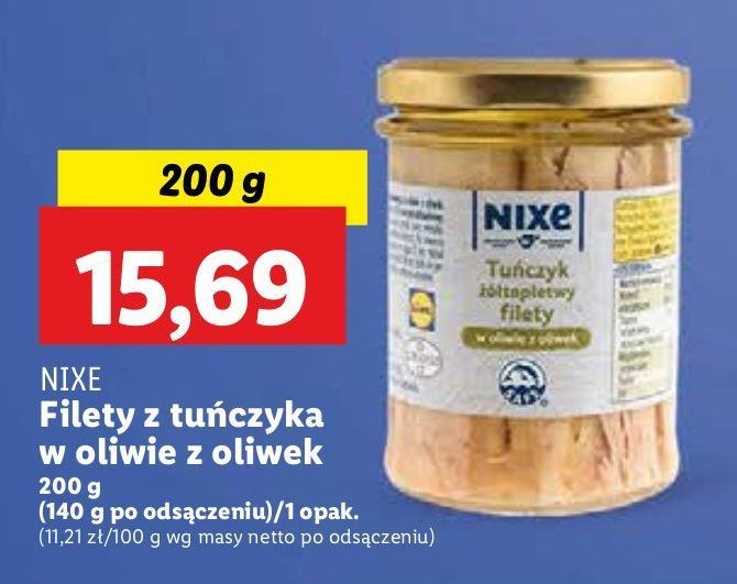 Filety z tuńczyka białego w oliwie z oliwek Nixe promocja