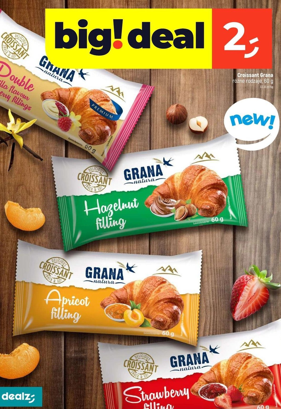 Croissant z nadzieniem wanilia truskawka Grana natura promocja w Dealz