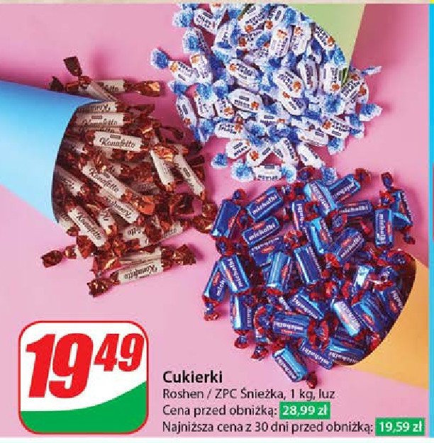 Cukierki milky splash Roshen promocja w Dino