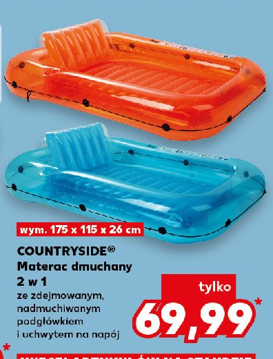 Materac dmuchany 2w1 175 x 115 x 26 cm K-classic countryside promocja w Kaufland