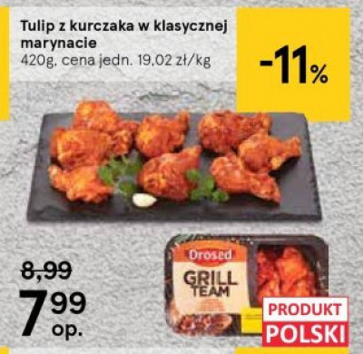 Tulip z kurczaka w klasycznej marynaciie Drosed grill team promocja