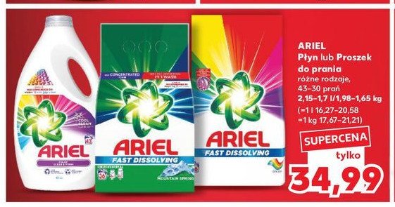 Proszek do prania mountain spring Ariel promocja w Kaufland