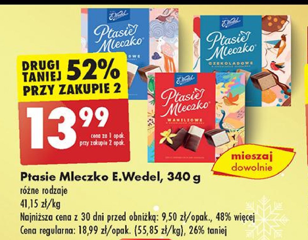 Ptasie mleczko śmietankowe E. Wedel promocja w Biedronka