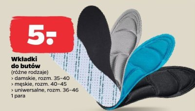 Wkładki do butów różne rodzaje promocja w Netto