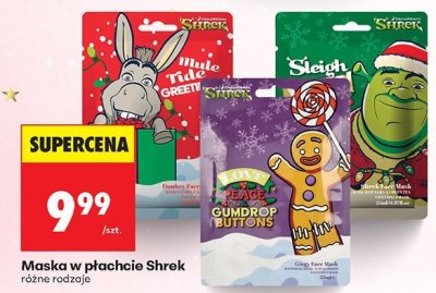 Maska w płachcie Shrek różne rodzaje promocja w Biedronka