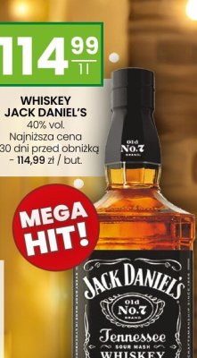 Whiskey Jack Daniel's 0.7l promocja w Twój Market