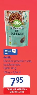Owsiane precelki z solą, bezglutenowe dmBio promocja w Drogerie DM