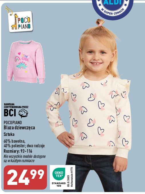 Bluza dziewczęca z motywem rozm. 86/92-110/116 Pocopiano promocja